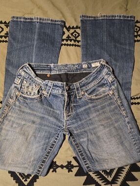 Miss Me Light Blue Boot Cut Jeans with Embroidered Pocket
